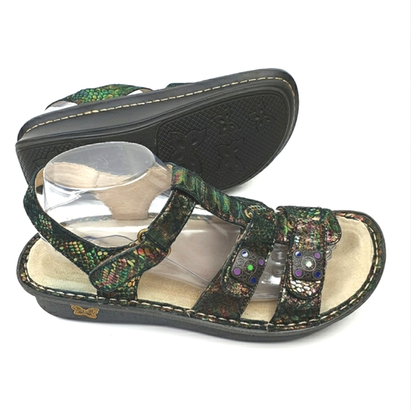 Alegria Shoes - Alegria Kleo leather sandals abalone embossed adjustable straps women's size 40